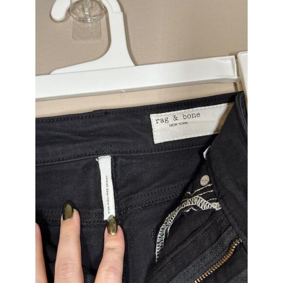 Rag & Bone Nina Coated High-Rise Skinny Jeans Black SZ 26 - Picture 2 of 10